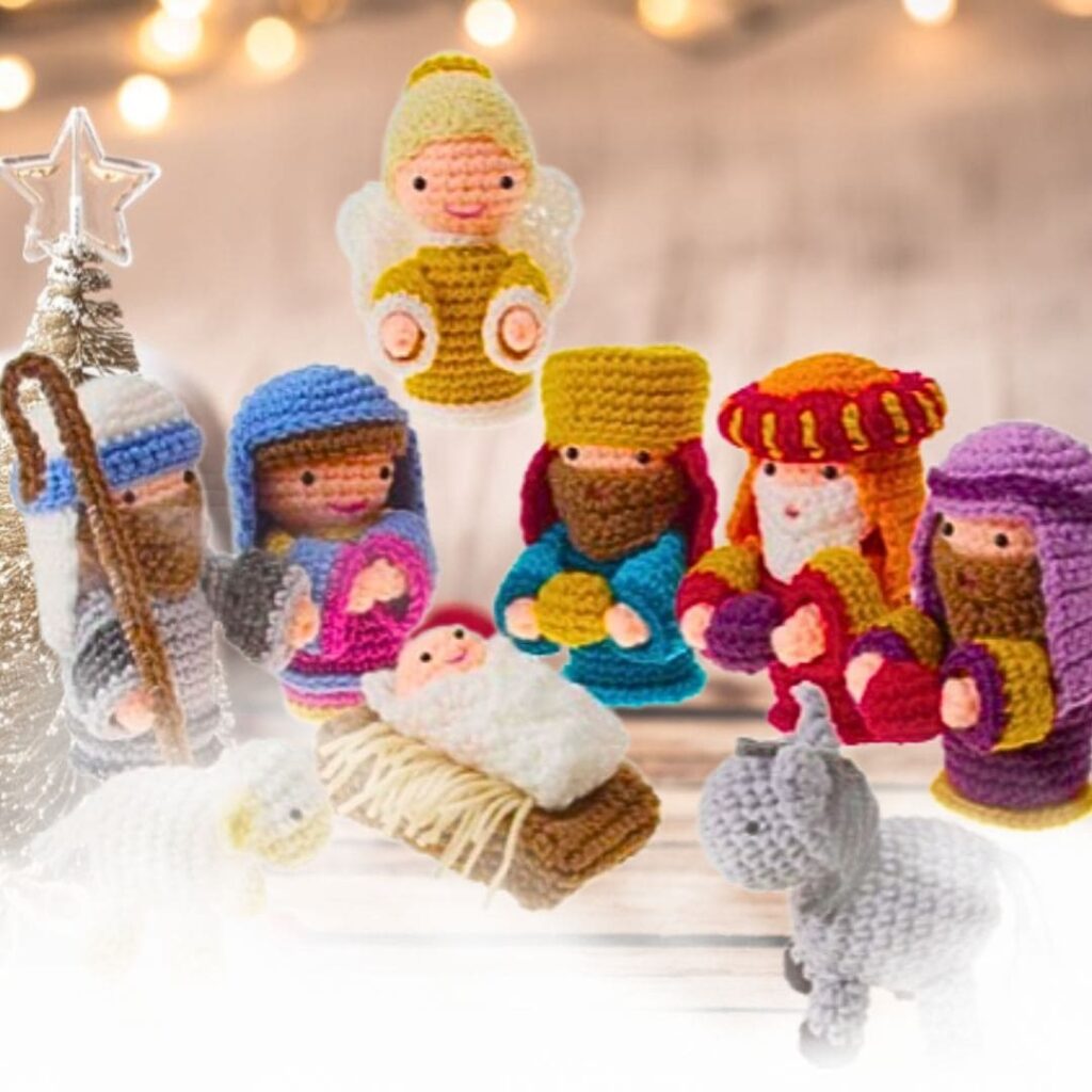 Amigurumis de navidad 🧑‍🎄🤶+ Pesebre + Alfombra navideña + cactus (11.900 pesos)